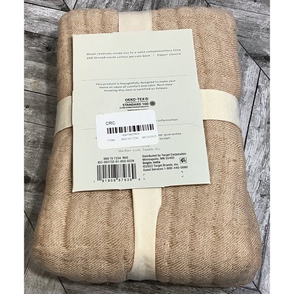 Casaluna Sham Reversible Chambray Cotton Standard 20"x26" Natural Warm Brown - Picture 5 of 7